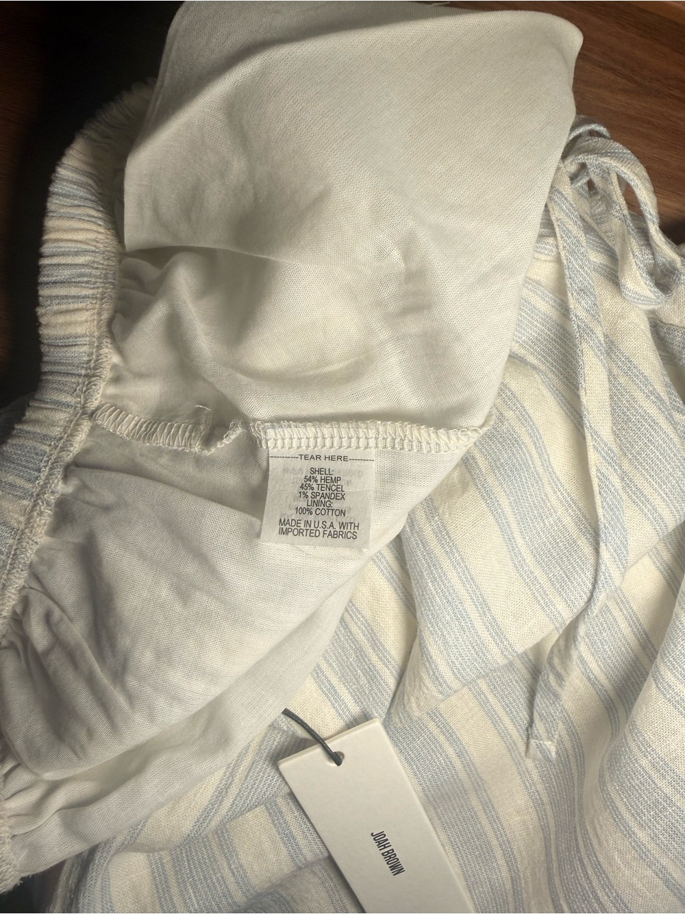 Joah Brown NWT Relaxed Everyday Short Natural White & Blue Stripe Gauze - Picture 15 of 16